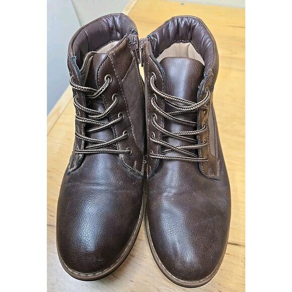 Steve Madden Youth Size 5 Womens 7 Zip/Lace up Brown Boots Side buckle Combat - Picture 3 of 6